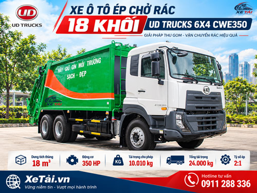 Xe ép rác 18 khối UD Trucks 6x4 CWE350 | 350HP